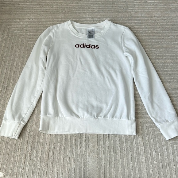 Adidas White Pull Over Crew Neck Sweater - Picture 5 of 10
